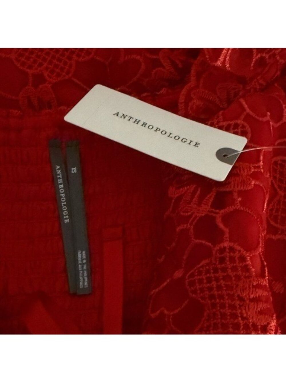 ANTHROPOLOGIE Ruffle Strap Corset Lace Mini Dress Lipstick Red Size XS NEW - Picture 9 of 10